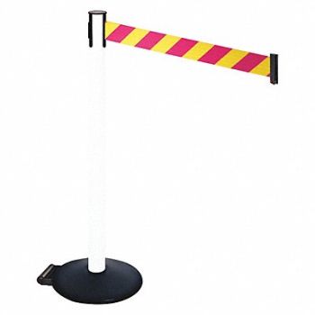 RETRACTA-BELT Barrier Post Magenta/Ylw Belt w/Wheels, 48VT93