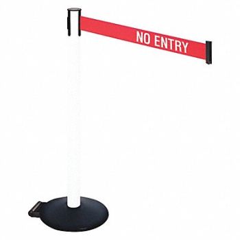 RETRACTA-BELT Barrier Post PVC Post w/Wheels No Entry, 48VT94