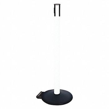 RETRACTA-BELT Belt Barrier Rcvr. Post White Cast Iron, 48VT96