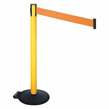 RETRACTA-BELT Barrier Post PVC Post Black Orange Belt, 48VU14