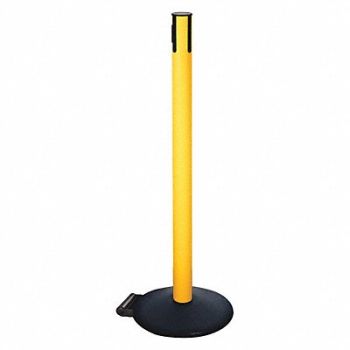 RETRACTA-BELT Belt Barrier Rcvr. Post Yellow Cast Iron, 48VU15