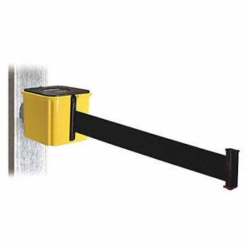 RETRACTA-BELT Belt Barrier Ylw Magnet Blk Belt 30ft L, 48VY11