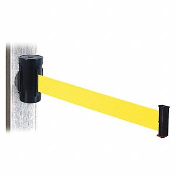 RETRACTA-BELT Belt Barrier Blk Magnet Ylw Belt 10ft L, 48VY51