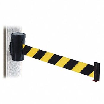 RETRACTA-BELT Belt Barrier Black Magnet Black/Ylw Belt, 48VY77