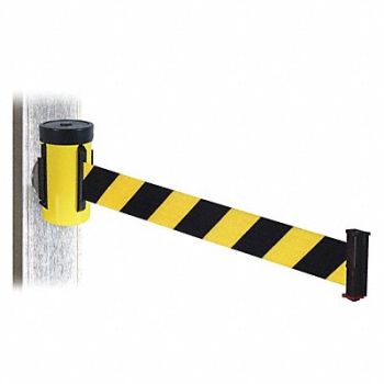 RETRACTA-BELT Belt Barrier Ylw Black/Ylw Belt 10 ft L, 48VY78