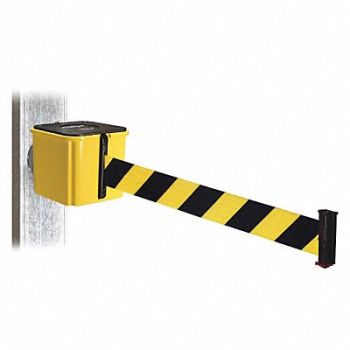RETRACTA-BELT Belt Barrier Ylw Black/Ylw Belt 15 ft L, 48VY83