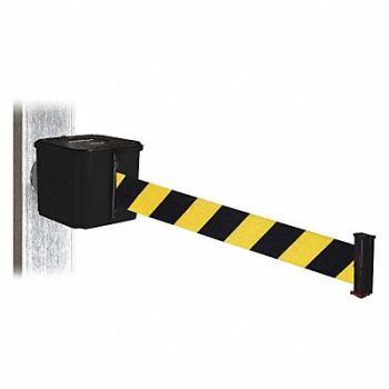 RETRACTA-BELT Belt Barrier Magnet Blk/Ylw Belt 20ft L, 48VY84