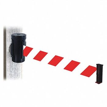 RETRACTA-BELT Belt Barrier Blk Red/White Belt 10 ft L, 48VZ04