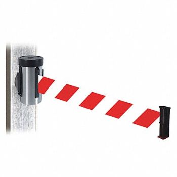 RETRACTA-BELT Belt Barrier Satin SS Magnet 10 ft L, 48VZ08