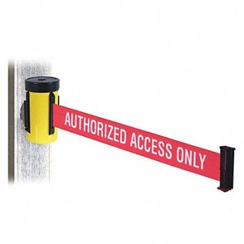 RETRACTA-BELT Belt Barrier Yellow 4 in H 10 ft L, 48WA10