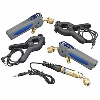 YELLOW JACKET Digital Pressure Temp Gauge 2 Valves, 48WE24