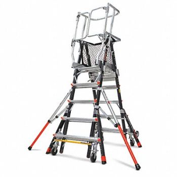 LITTLE GIANT Adj. Cage Pltfrm Lddr 9ft Fbrglss 375 lb, 36GL23