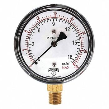 WINTERS K4546 Low Pressure Gauge Bottom 0 to 32 in H2O, 48WL71
