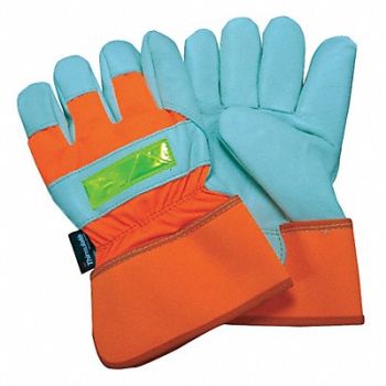 CONDOR J4937 Leather Glvs White/Hi-Vis Orange 2XL PR, 48WT92
