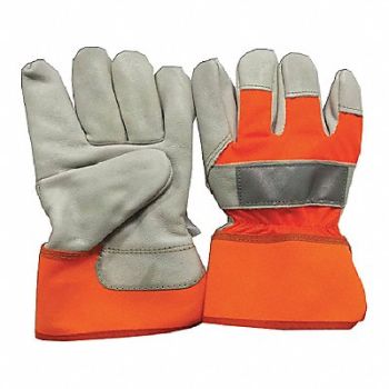 CONDOR J4937 Leather Gloves White/Hi-Vis Orange L PR, 48WT90