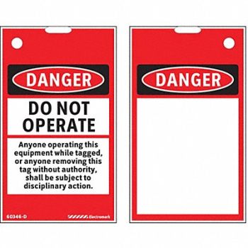 ELECTROMARK Lockout Tag Polyester Blk/Red/Wht, 48X052