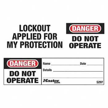 MASTER LOCK Safety Tag Danger - Do Not Operate PK100, 48XM55