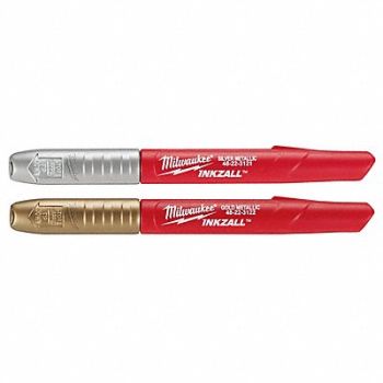 MILWAUKEE Industrial Marker Silver/Gold 0.05in PK2, 48XW19