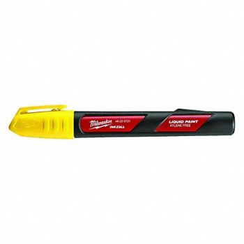 MILWAUKEE Paint Marker Permanent Yellow, 48XW21