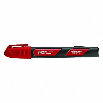 MILWAUKEE Paint Marker Permanent Red, 48XW23