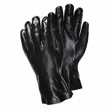 MCR SAFETY Chem. Resistnt Glovs L Blk PVC PK12, 48XW50