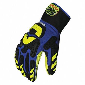 IRONCLAD Anti-Vibratn Gloves L Bl/Blk/Grn/Yllw PR, 48XZ25
