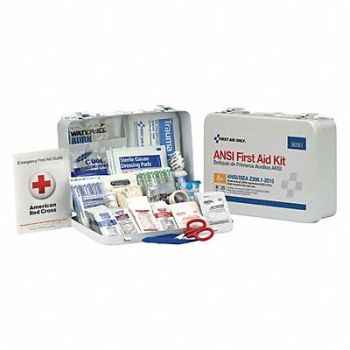 GRAINGER APPROVED First Aid Kit General Purpose Metal, 488G76