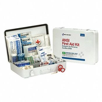FIRST AID ONLY First Aid Kit 50 People Metal 199 Comp., 48ZE15