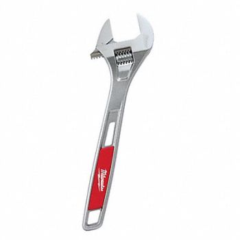 MILWAUKEE Adj. Wrench Steel Chrome 14-11/32 in OL, 48ZT24