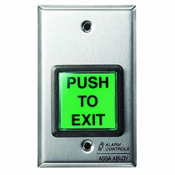 ALARM CONTROLS Push Button 5 H w/Green Luminaire, 48ZW57