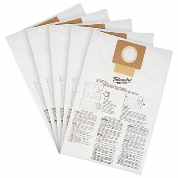 MILWAUKEE Fleece Dust Bags 5-Ply 1/4 H PK5, 793L55
