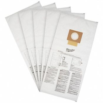 MILWAUKEE Fleece Dust Bags 5-Ply 1/4 H PK5, 793L58