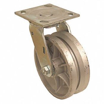 GRAINGER APPROVED V-Groove Track-Wheel Plate Caster Swivel, 490V86