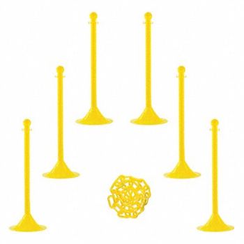 MR. CHAIN Barrier Post Kit 41 H Ylw Plastic Post, 490Z80