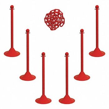 MR. CHAIN Barrier Post Kit 41 H Red Plastic Post, 490Z82