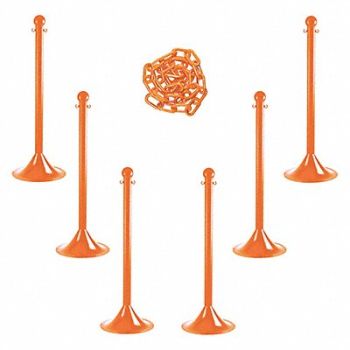 MR. CHAIN Barrier Post Kit 41 H Safety Orange, 490Z83