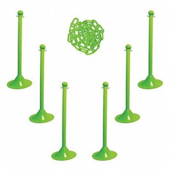 MR. CHAIN Barrier Post Kit 41 H Safety Green, 490Z84