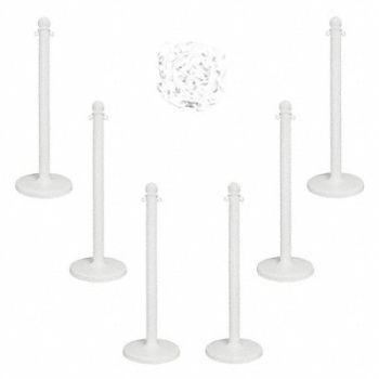 MR. CHAIN Barrier Post Kit 40 H Wht Plastic Post, 490Z85