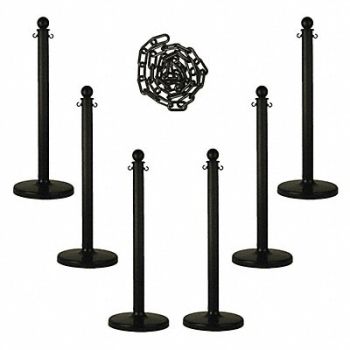 MR. CHAIN Barrier Post Kit 40 H Black Plastic Post, 490Z87