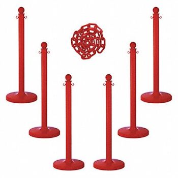 MR. CHAIN Barrier Post Kit 40 H Red Plastic Post, 490Z88