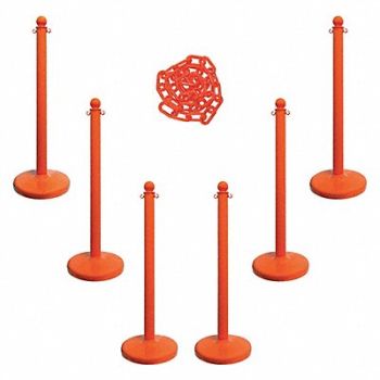 MR. CHAIN Barrier Post Kit 40 H Safety Orange, 490Z89