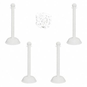 MR. CHAIN Barrier Post Kit 41 H White Plastic Post, 490Z91