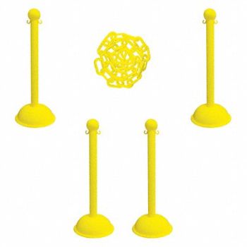 MR. CHAIN Barrier Post Kit 41 H Ylw Plastic Post, 490Z92