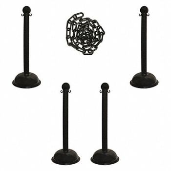 MR. CHAIN Barrier Post Kit 41 H Black Plastic Post, 490Z93