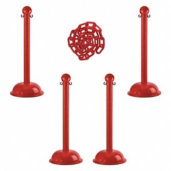 MR. CHAIN Barrier Post Kit 41 H Red Plastic Post, 490Z94
