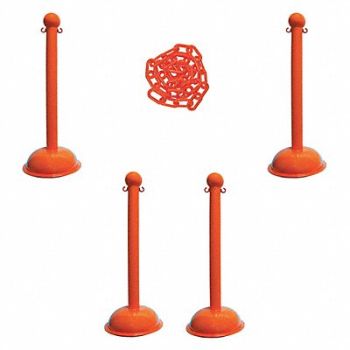 MR. CHAIN Barrier Post Kit 41 H Safety Orange, 490Z95