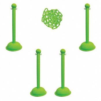MR. CHAIN Barrier Post Kit 41 H Safety Green, 490Z96