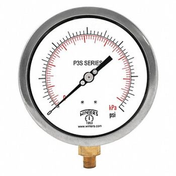 WINTERS Compound Gauge 4-1/2 Dial Size Black, 491A69