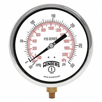 WINTERS Compound Gauge 6 Dial Size Black, 491A98