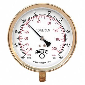 WINTERS K4531 Compound Gauge 4-1/2 Dial Size Gray, 491C53